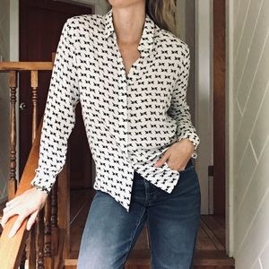 Theory anquilina arrow print blouse 100% silk